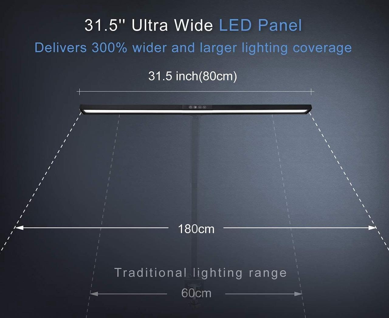 Alt view image 3 of 7 - LED Desk Lamp, Architect Clamp Task Table Lamp, 20W Super Bright Extra Wide Area Drafting Work Light, 4 Color Modes, 5 Brightness Levels - Great for Workbench, Office, Studio, Reading, Monitor