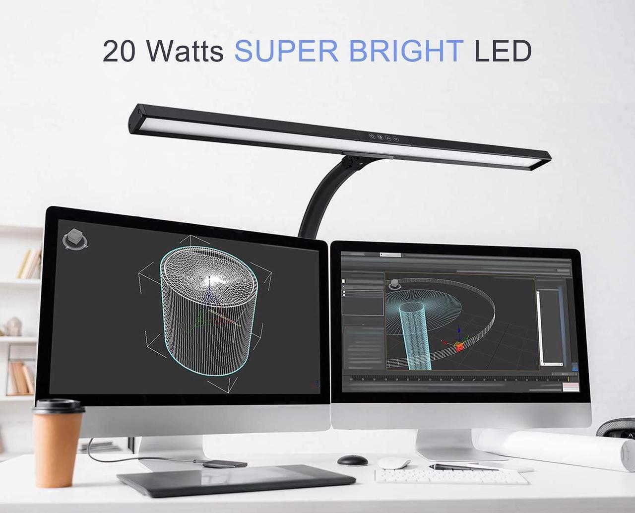 Alt view image 2 of 7 - LED Desk Lamp, Architect Clamp Task Table Lamp, 20W Super Bright Extra Wide Area Drafting Work Light, 4 Color Modes, 5 Brightness Levels - Great for Workbench, Office, Studio, Reading, Monitor