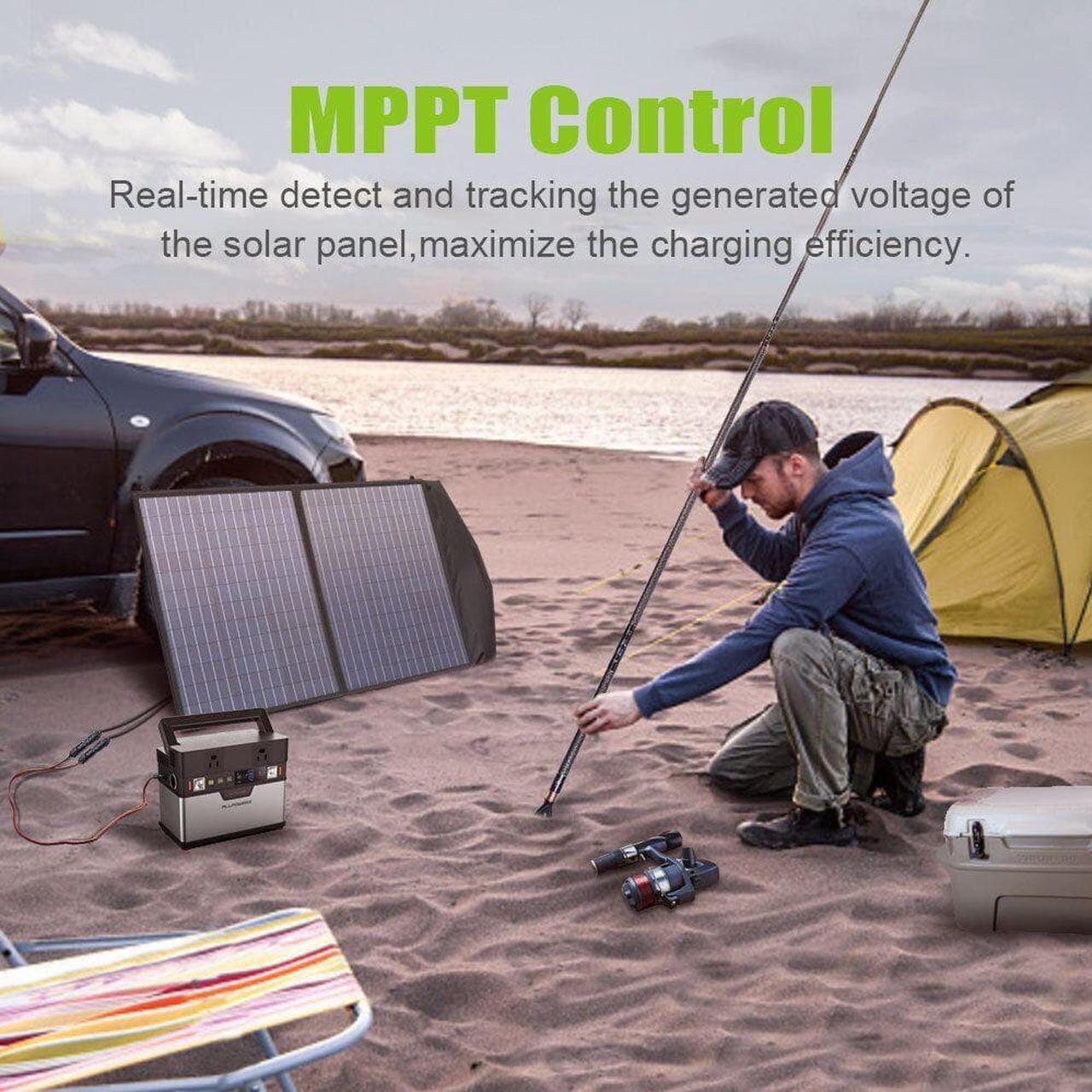 Alt view image 6 of 6 - 288Wh QI Solar Portable Power Station Portable Generator Emergency Power Supply