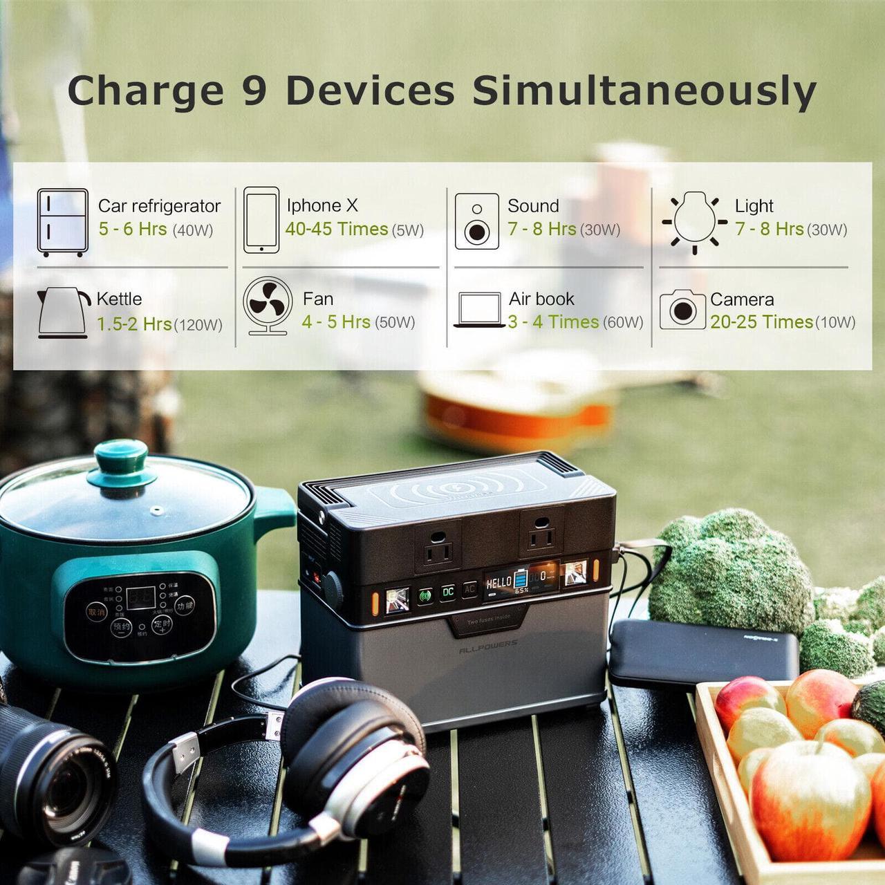 Alt view image 3 of 6 - 288Wh QI Solar Portable Power Station Portable Generator Emergency Power Supply