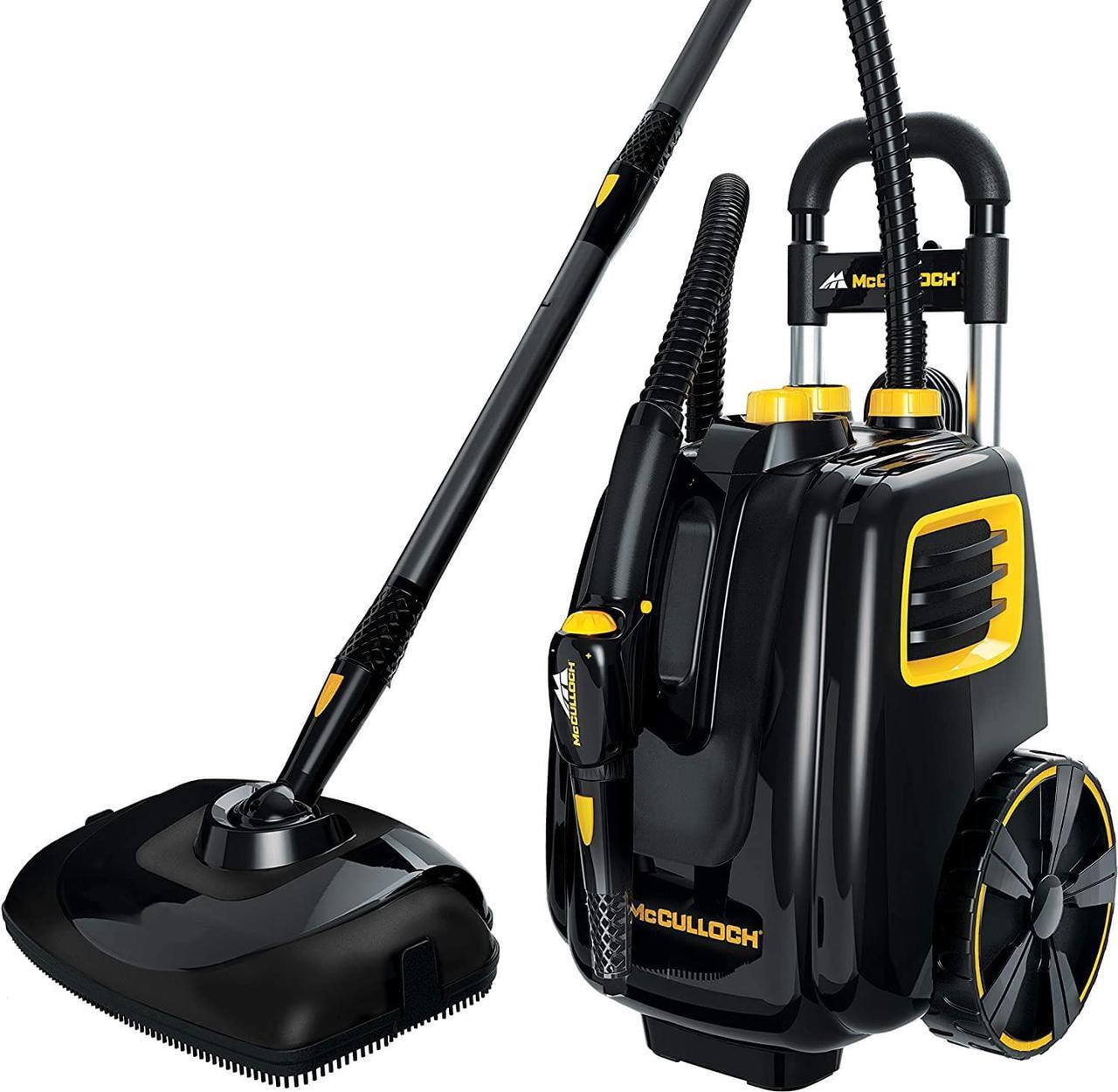 Main image of McCulloch MC1385 Deluxe Canister Steam Cleaner with 23 Accessories, Chemical-Free Pressurized Cleaning for Most Floors, Counters, Appliances, Windows, Autos, and More, 1-(Pack), Black