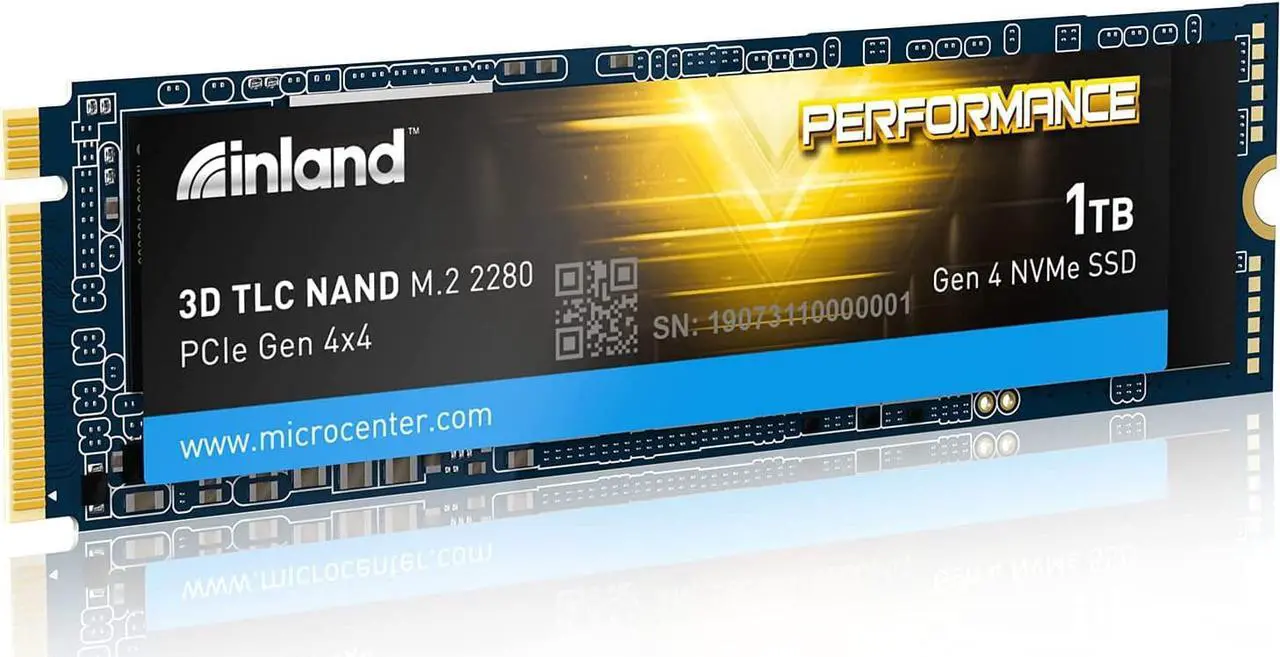Main image of INLAND Performance 1TB PCIe Gen 4.0 NVMe 4 x4 SSD M.2 2280 TLC 3D NAND Internal Solid State Drive, R/W Speed up to 5000MB/s and 4300MB/s, 1800 TBW