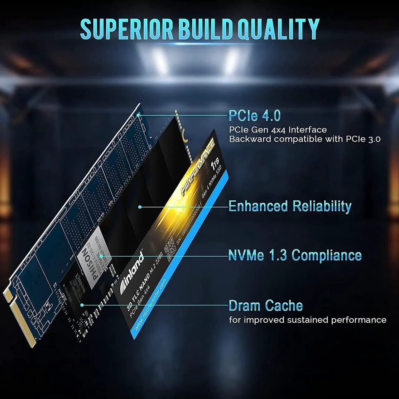 Alt view image 6 of 7 - INLAND Performance 1TB PCIe Gen 4.0 NVMe 4 x4 SSD M.2 2280 TLC 3D NAND Internal Solid State Drive, R/W Speed up to 5000MB/s and 4300MB/s, 1800 TBW