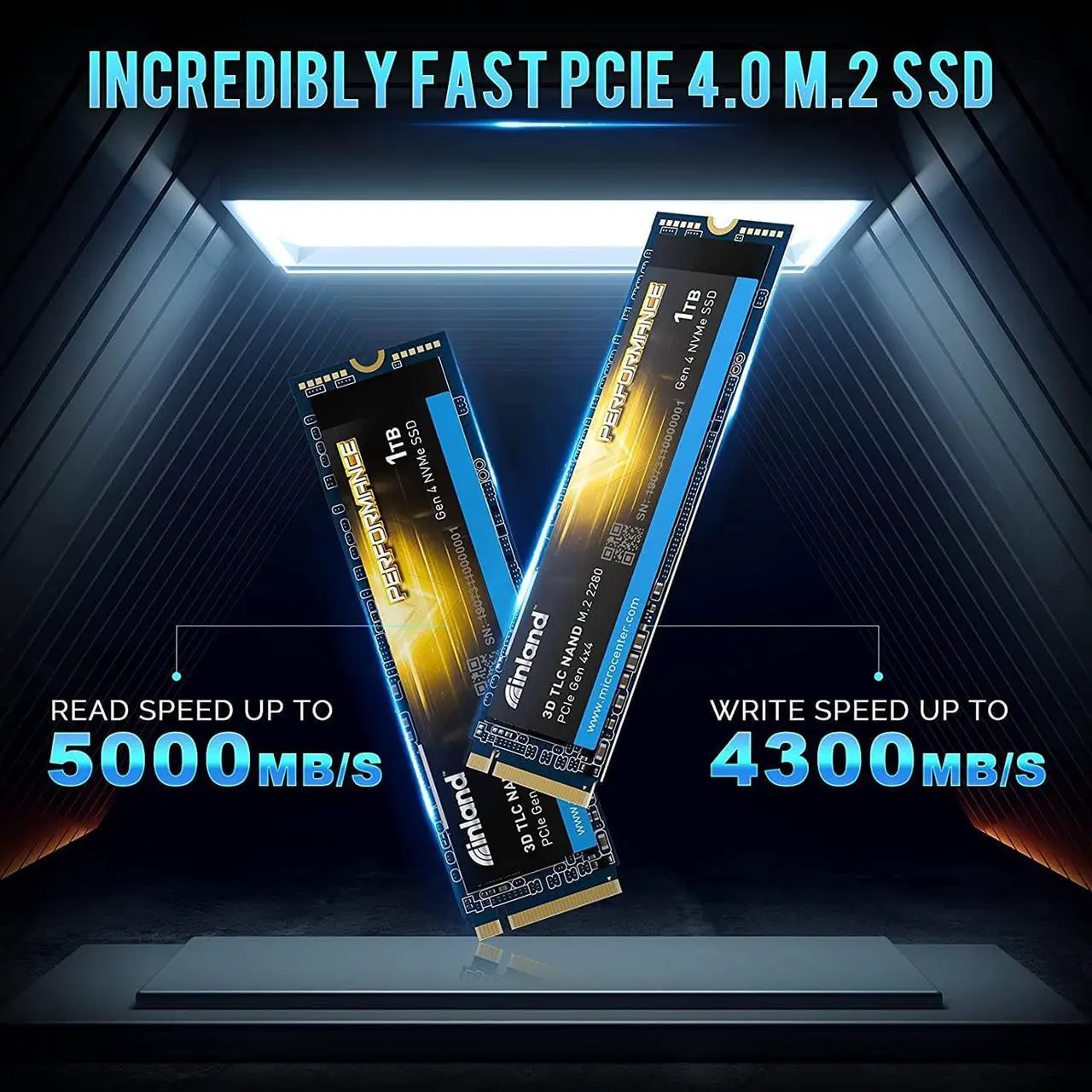 Alt view image 2 of 7 - INLAND Performance 1TB PCIe Gen 4.0 NVMe 4 x4 SSD M.2 2280 TLC 3D NAND Internal Solid State Drive, R/W Speed up to 5000MB/s and 4300MB/s, 1800 TBW