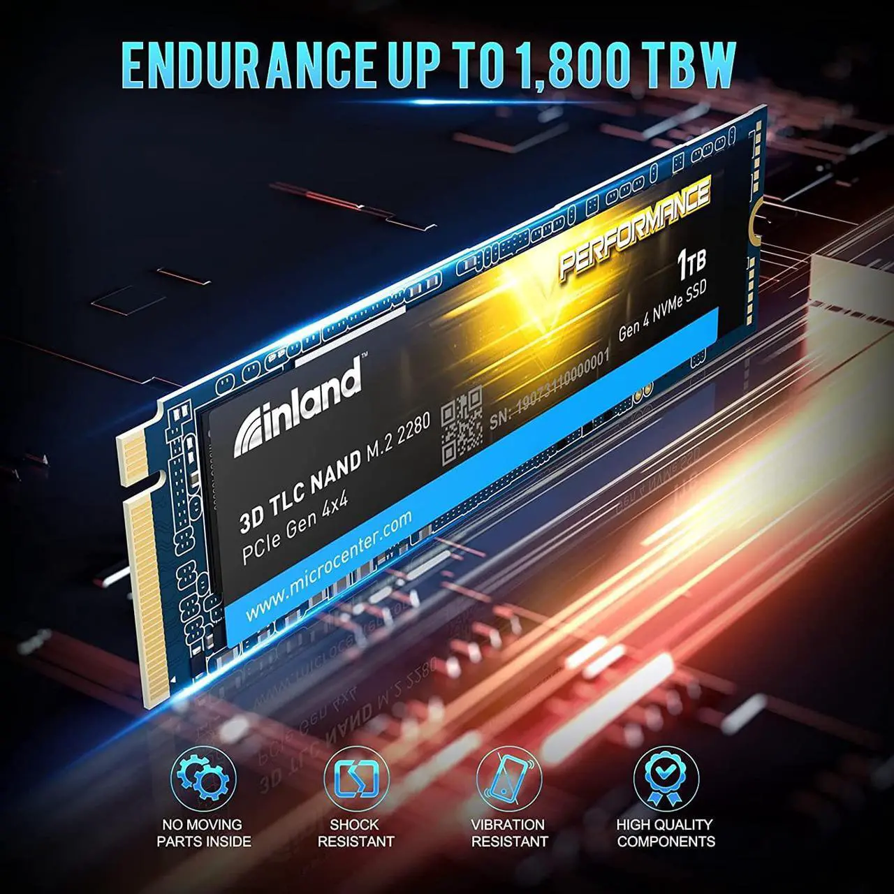 Alt view image 4 of 7 - INLAND Performance 1TB PCIe Gen 4.0 NVMe 4 x4 SSD M.2 2280 TLC 3D NAND Internal Solid State Drive, R/W Speed up to 5000MB/s and 4300MB/s, 1800 TBW
