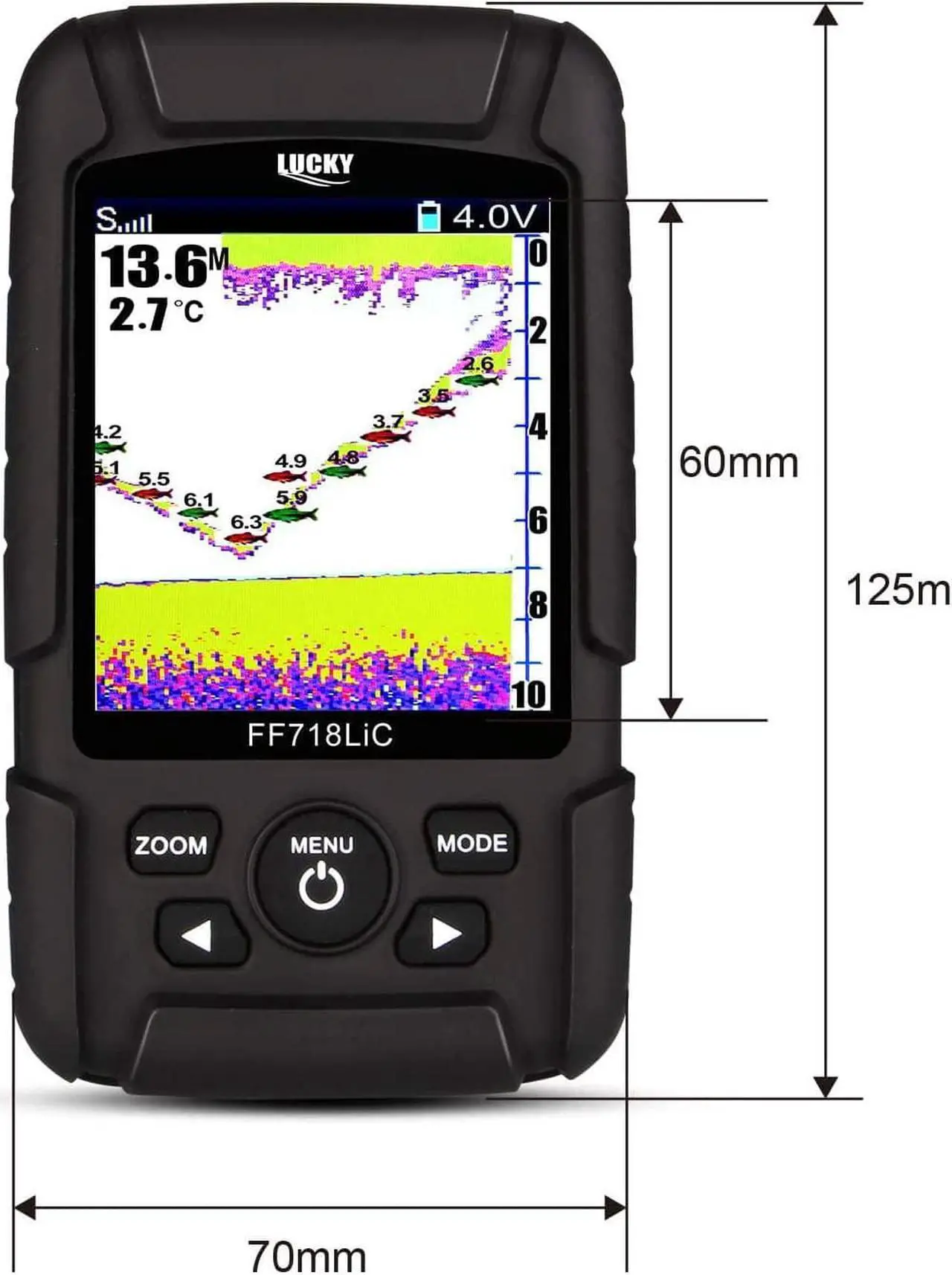 Alt view image 3 of 7 - LUCKY Portable Fish Finder,Smart Handheld Depth Finder with Sonar Sensor,Wired and Wireless Fishing Finder for Ice Fishing Sea Fishing Kayak Fishing Boat Fishing,Waterproof,Black