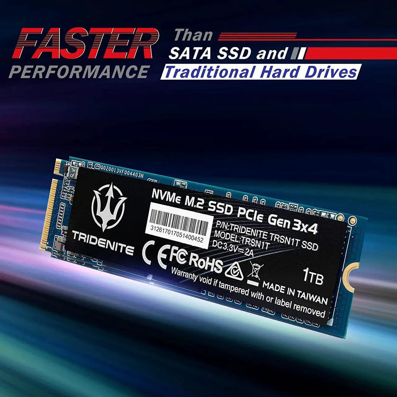 Alt view image 2 of 5 - TRIDENITE 1TB NVMe M.2 2280 PCIe Gen 3x4 Internal Solid State Drive (SSD)
