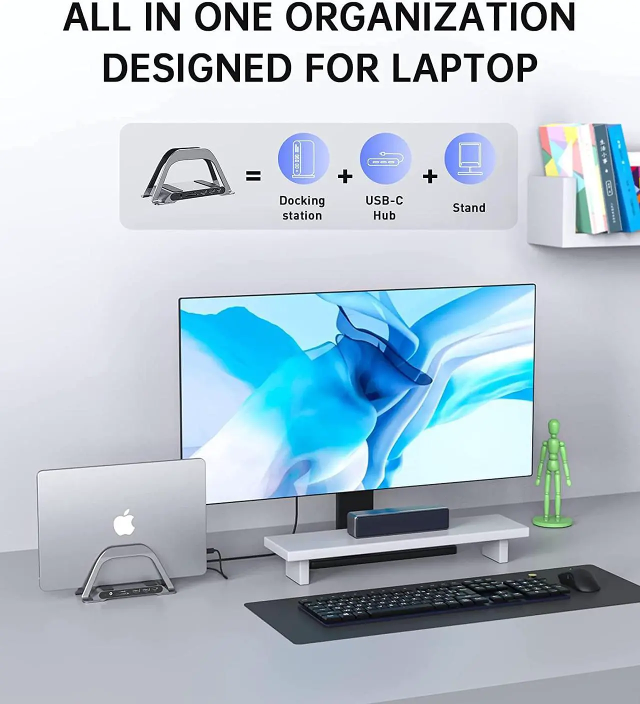 Alt view image 3 of 7 - MacBook Docking Station, USB C Docking Station with Vertical Stand Compatible with MacBook Pro and Air, with 4K HDMI, 3 USB, SD/TF, PD3.0, RJ45 Ethernet, 3.5mm Audio, for HP/Dell/Lenovo laptops