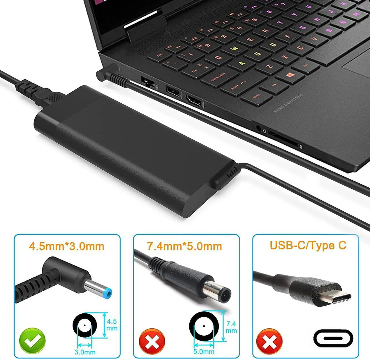 Alt view image 2 of 7 - 150W Laptop Charger for HP OMEN 15 17, hp omen Charger, hp Pavilion Gaming Laptop Charger, 150w hp Charger,Zbook 15 G3 G4 G5 G6 Laptop Charger TPN-CA11 TPN-DA09 L32661-001 Adapter Power Supply Cord