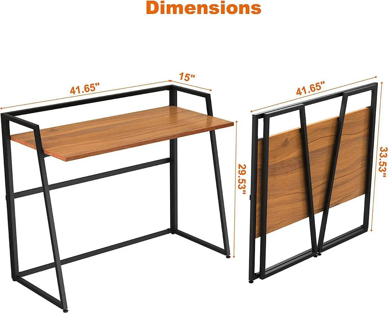 Alt view image 3 of 7 - DESIGNA Small Folding Computer Desk, Small Desks for Small Spaces, 41 inch Small Folding Desk for Student Portable Computer Desk, Folding Office Desk with Protective Railing, Folding Desk