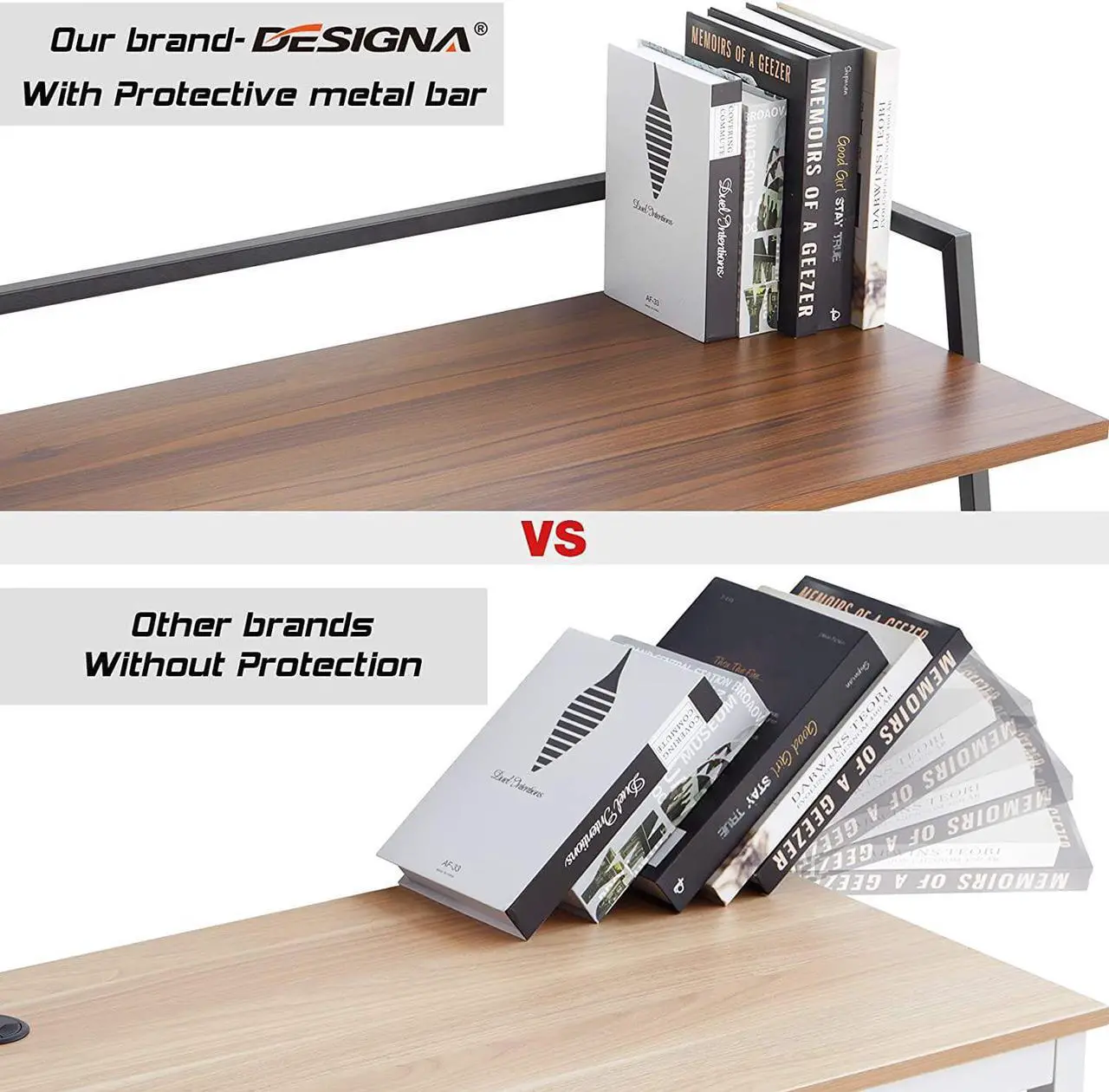 Alt view image 4 of 7 - DESIGNA Small Folding Computer Desk, Small Desks for Small Spaces, 41 inch Small Folding Desk for Student Portable Computer Desk, Folding Office Desk with Protective Railing, Folding Desk