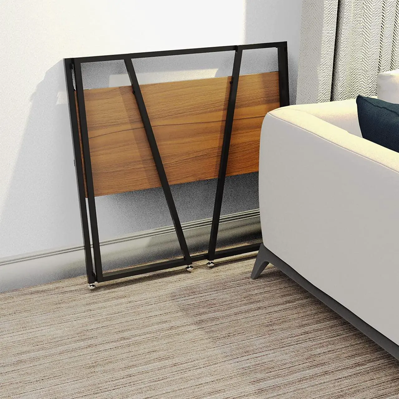 Alt view image 7 of 7 - DESIGNA Small Folding Computer Desk, Small Desks for Small Spaces, 41 inch Small Folding Desk for Student Portable Computer Desk, Folding Office Desk with Protective Railing, Folding Desk