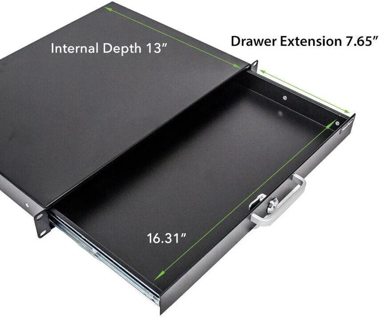 Alt view image 2 of 4 - Server Cabinet Case 19" Rack Mount DJ Locking Lockable Deep Drawer with Key 1U