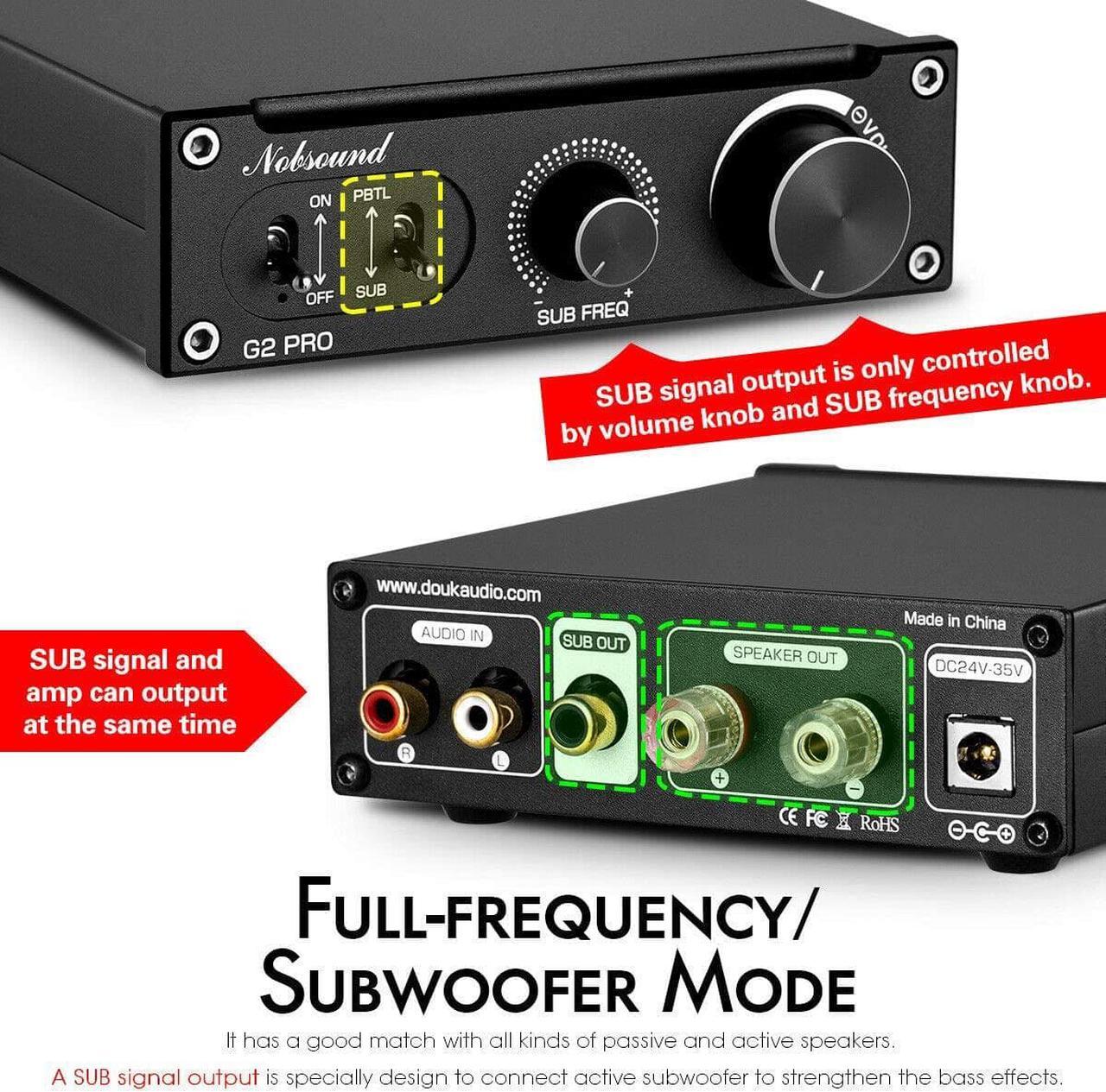 Alt view image 5 of 7 - Nobsound G2 PRO Hi-Fi 300W Subwoofer Power Amplifier Mono Channel Class D SUB Audio Amp