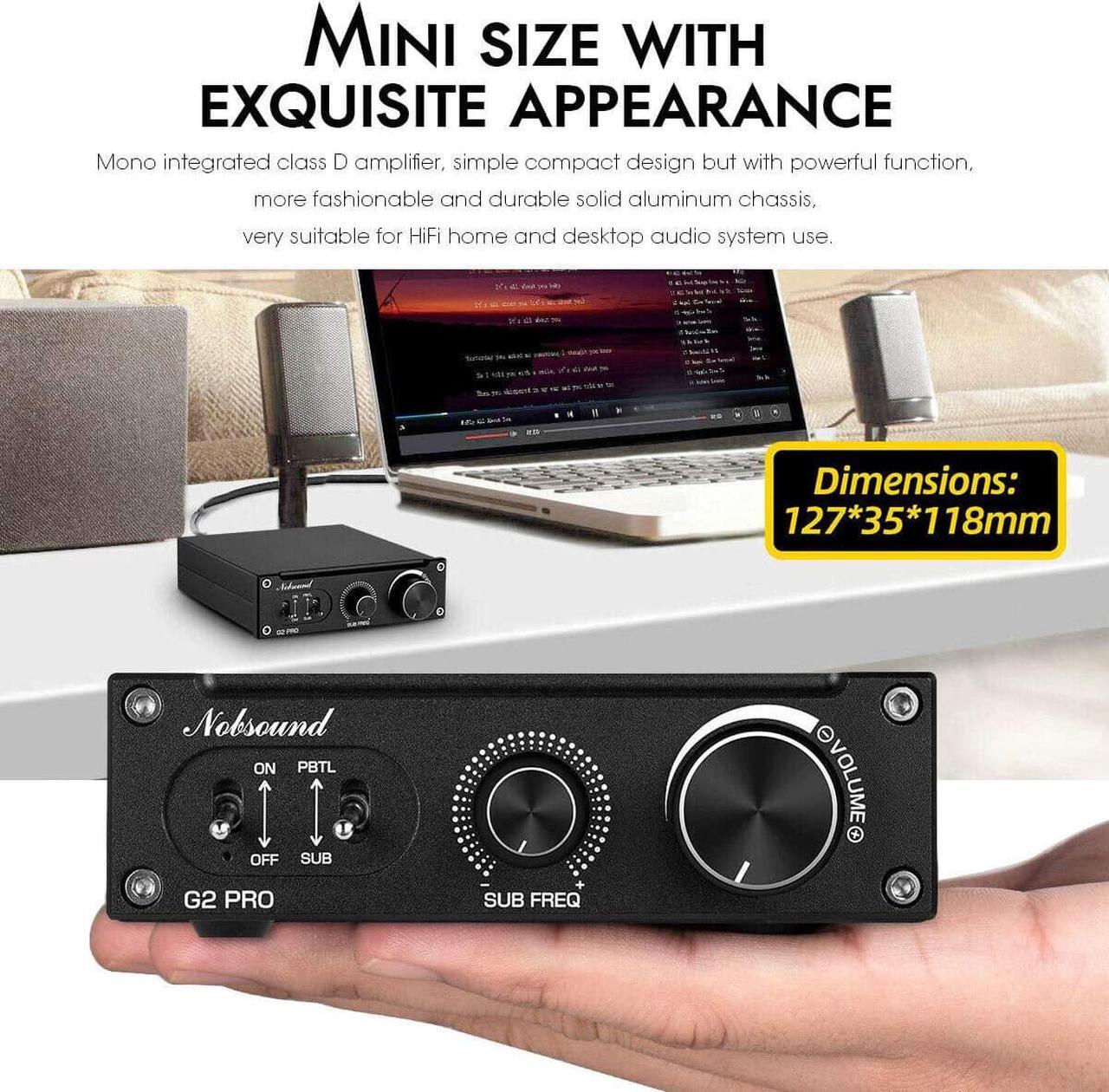 Alt view image 7 of 7 - Nobsound G2 PRO Hi-Fi 300W Subwoofer Power Amplifier Mono Channel Class D SUB Audio Amp