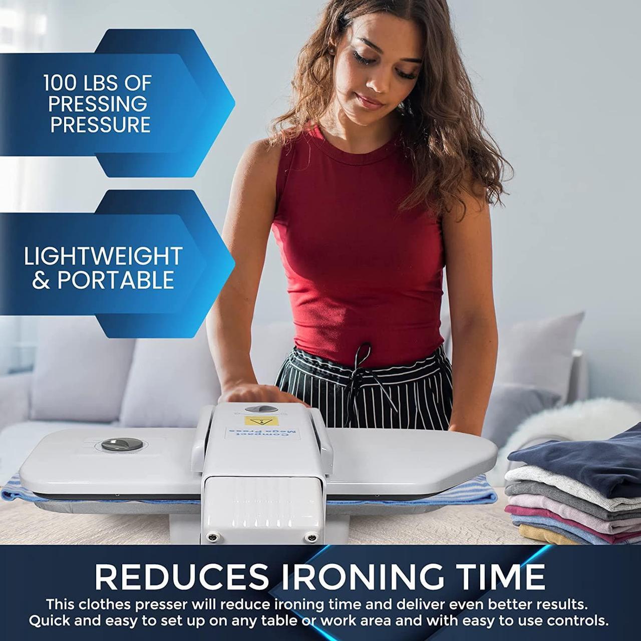Alt view image 5 of 5 - Speedypress Compact Ironing Steam Press with Extra Cover & Foam Padding 22x10 Clothes Press Machine for Home - 5 Temperature Settings for All Fabrics and Steam Burst Function for Perfect Ironing