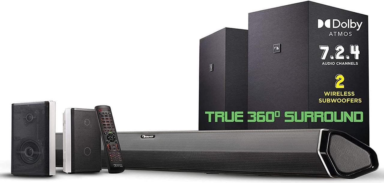 Main image of Nakamichi Shockwafe Elite 7.2.4 Channel 800W Dolby Atmos/DTS:X Soundbar with Dual 8 Subwoofers (Wireless) & 2 Rear Surround Speakers. Enjoy Plug and Play True 360° Cinema Sound & Room-Shaking Bass