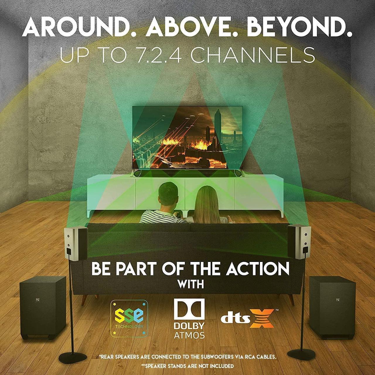 Alt view image 2 of 6 - Nakamichi Shockwafe Elite 7.2.4 Channel 800W Dolby Atmos/DTS:X Soundbar with Dual 8 Subwoofers (Wireless) & 2 Rear Surround Speakers. Enjoy Plug and Play True 360° Cinema Sound & Room-Shaking Bass