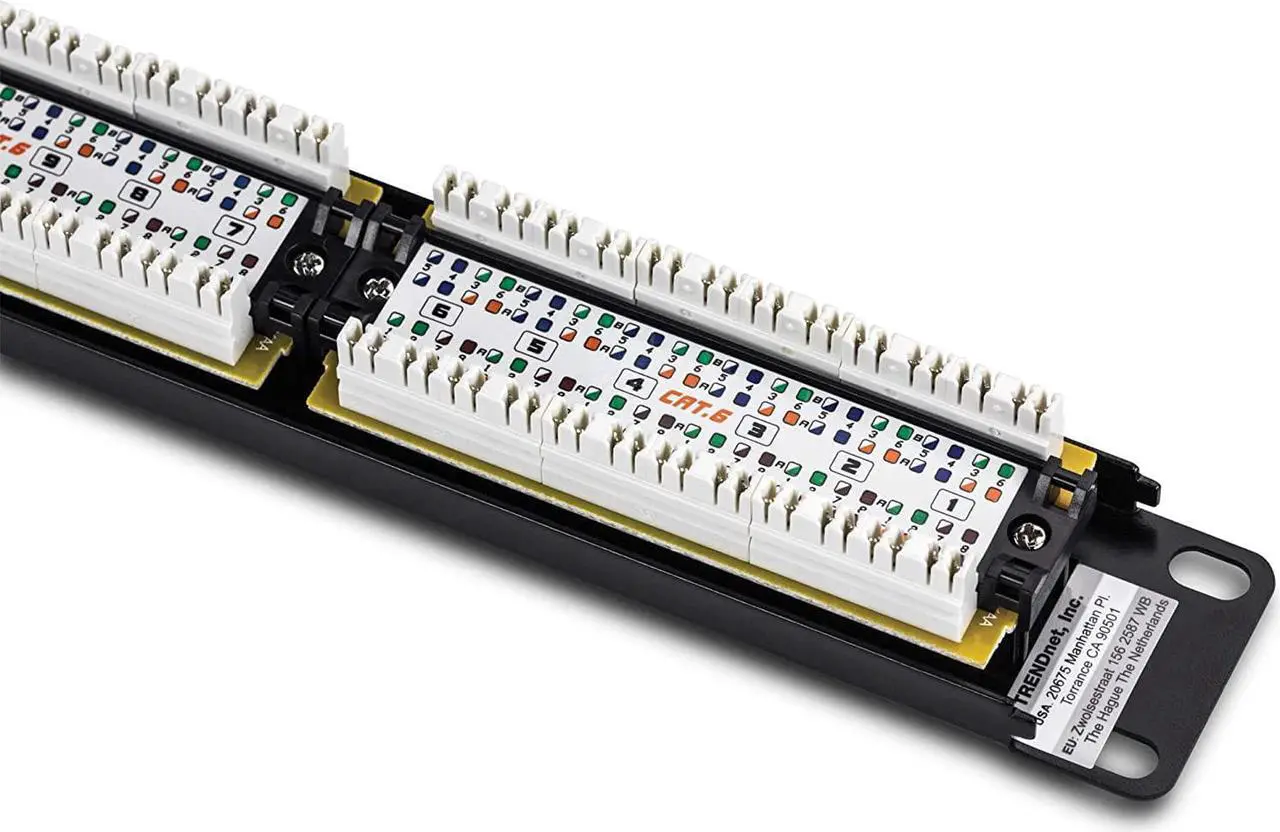 Alt view image 5 of 7 - TRENDnet 24-Port Cat6 Unshielded Patch Panel, Wallmount or Rackmount, Compatible with Cat3,4,5,5e,6 Cabling, For Ethernet, Fast Ethernet, Gigabit Applications, Black, TC-P24C6