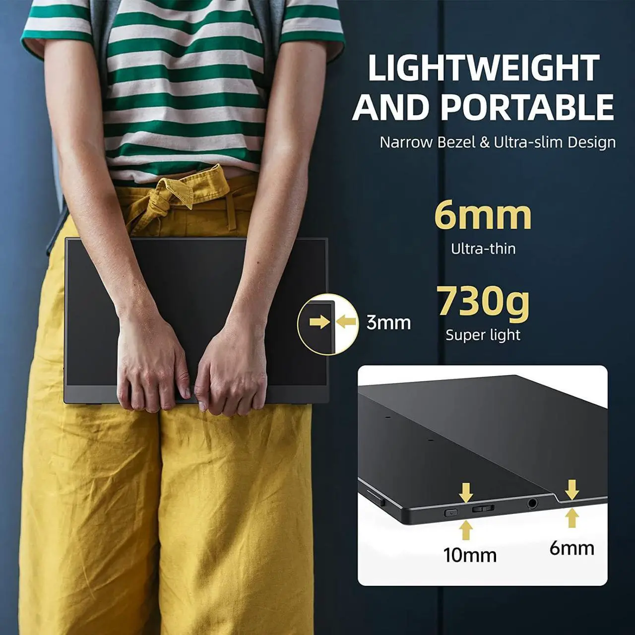 Alt view image 5 of 7 - Portable Monitor 15.6 Inch 1080P Travel Monitor with Speaker Dual USB-C Mini HDMI Portable Monitor for Laptop MacBook Surface PC Xbox PS5 Switch, with Cover Stand VESA
