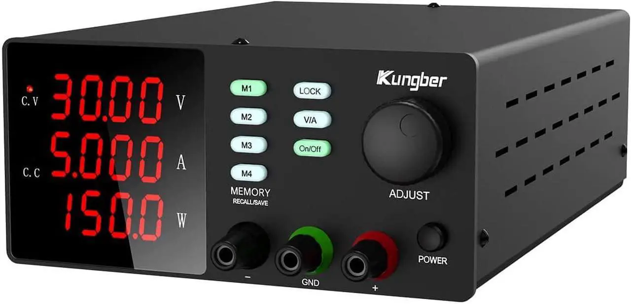 Main image of DC Power Supply Variable with Memory, 30V 5A Adjustable Switching Regulated DC Bench Linear Power Supply with Memory Recall and Output Disable Button 4 Digits Display and Alligator Leads