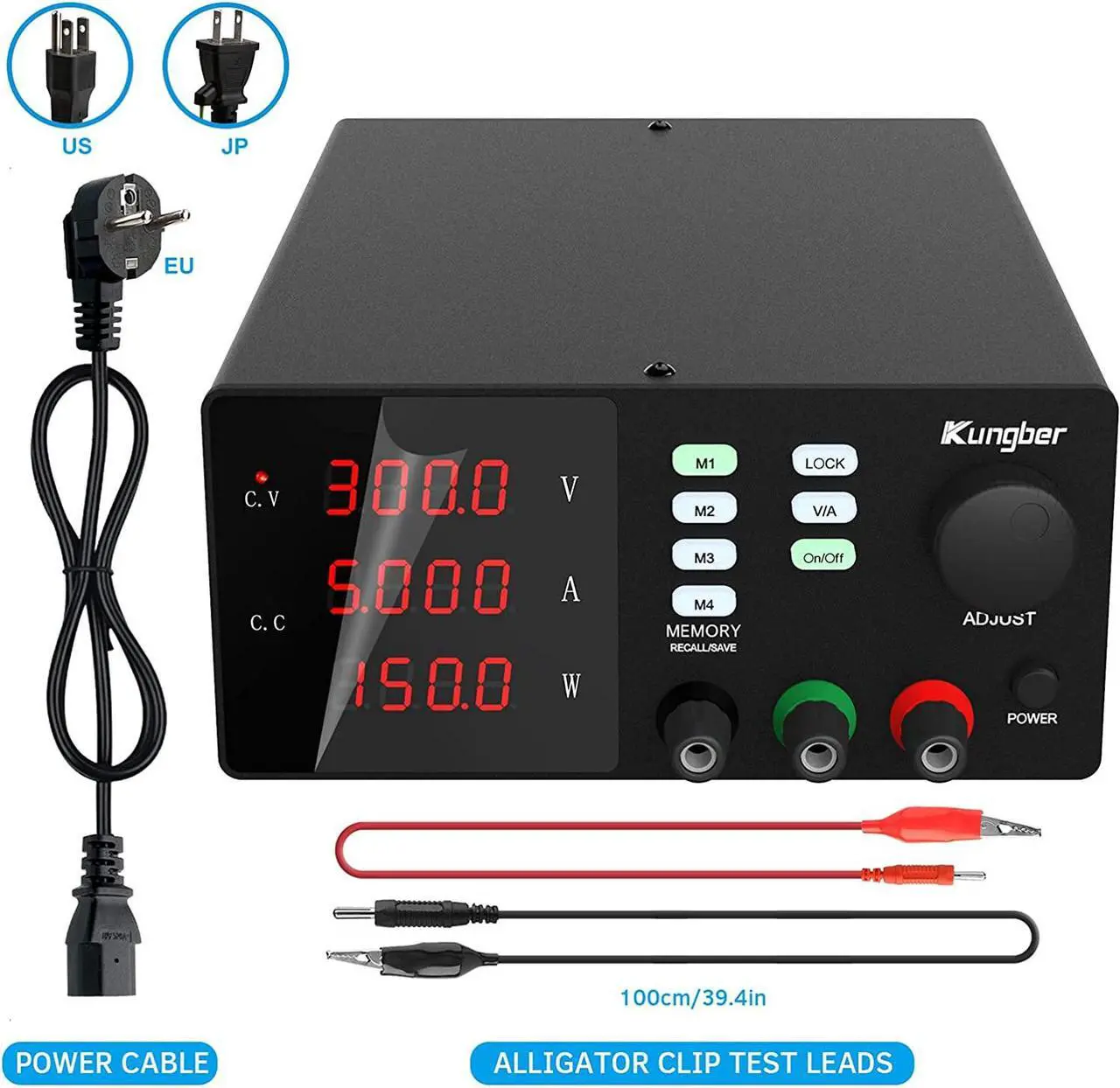 Alt view image 5 of 6 - DC Power Supply Variable with Memory, 30V 5A Adjustable Switching Regulated DC Bench Linear Power Supply with Memory Recall and Output Disable Button 4 Digits Display and Alligator Leads