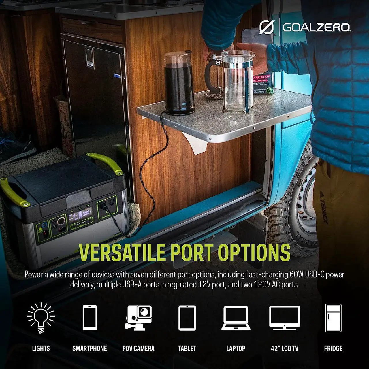 Alt view image 5 of 7 - Goal Zero Yeti 1500X Portable Power Station, 1516-Watt-Hour Portable Lithium-Battery Emergency Power Station, 2000-Watt Portable AC-Inverter Generator with Boulder 100 Briefcase Portable Solar Panel
