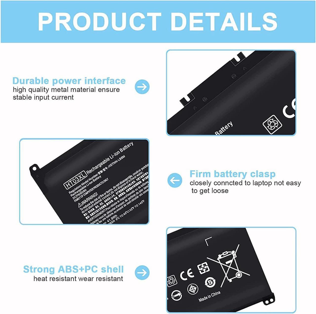 Alt view image 3 of 7 - HTO3XL Laptop Replacement L11119-855 HT03XL Battery for HP Pavilion 14 15 17 15-CS 15-DA 15-DB Series 15-DA0012DX 14-CE0068ST 15-CS3073CL 15-CS3153CL 15-CS2064ST 15-DA0014DX Fits HT03041XL HSTNN-LB8M