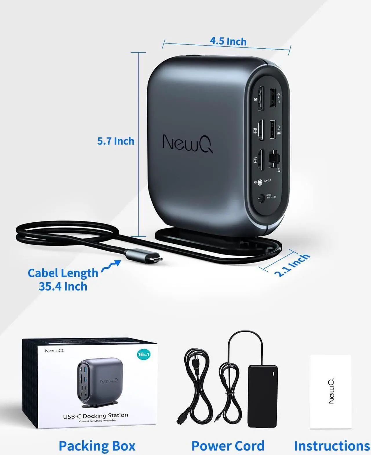 Alt view image 4 of 7 - USB C Docking Station: 16 Ports USB-C Laptop Dock with 150W Adapter, MST/SST Switch, 2 HDMI, DP, 4 USB-A, USB-C, 2 Audio, Ethernet, SD/TF Slot, 2 PDOUT, for MacBook/HP/Dell/Acer/Lenovo/ASUS, et