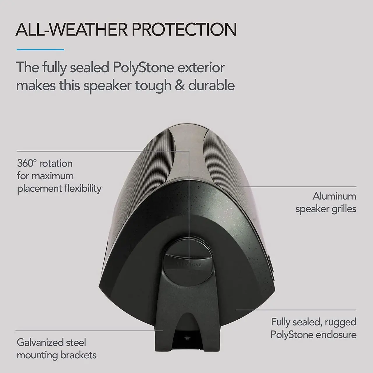 Alt view image 4 of 6 - AW 6500 All Weather Speaker with Bracket - Each (Black)