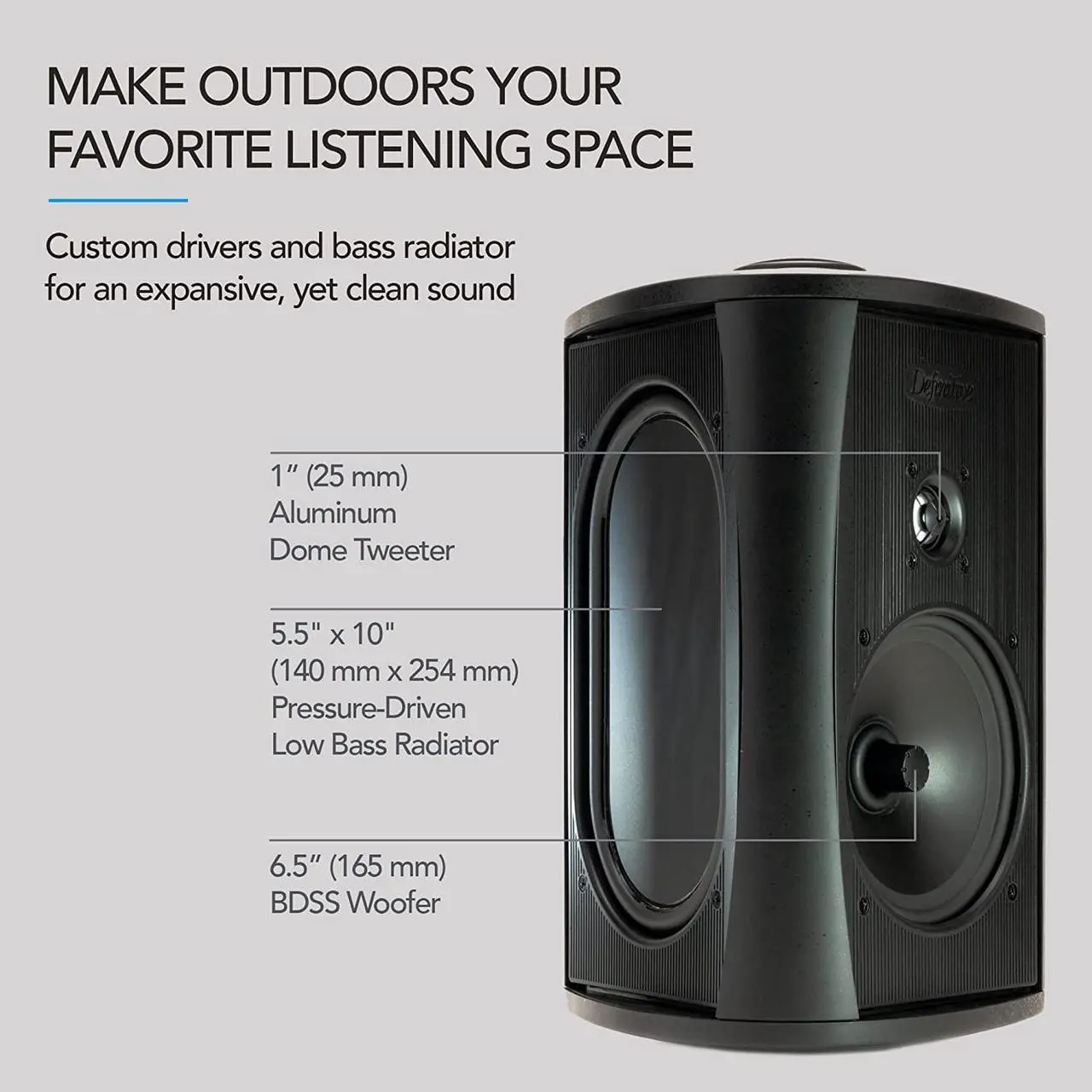 Alt view image 2 of 6 - AW 6500 All Weather Speaker with Bracket - Each (Black)