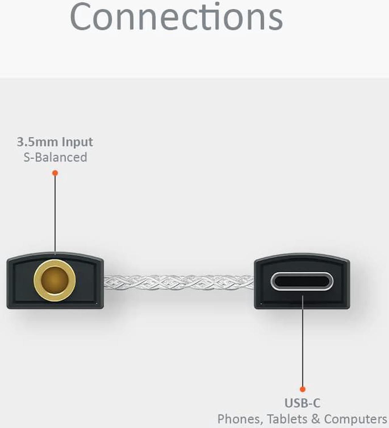 Alt view image 6 of 6 - DAC & Amplifier - USB-C to 3.5mm Adapter - Improve Headphone Sound from any Device - Gold-plated 3.5mm Headphone Socket  Flexible Cable - Supports Hi-Resolution 32-bit/384kHz/DSD256/MQA