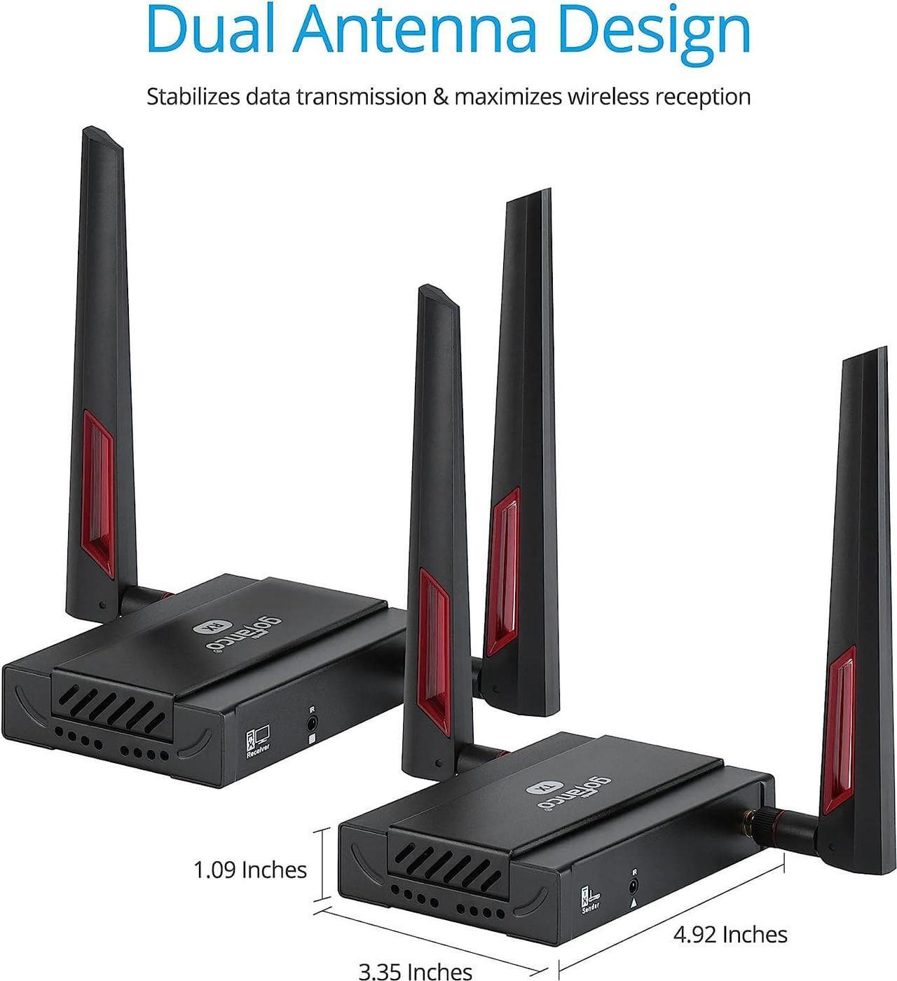 Alt view image 6 of 7 - gofanco 5G Wireless HDMI Extender Kit  Up to 656ft (200m) at 1080p, Supports Up to 4 Receivers, Dual Antenna, Long Range, 5GHz Frequency, Loopout, IR Extension, 2ch PCM Audio (HDwireless1x4)