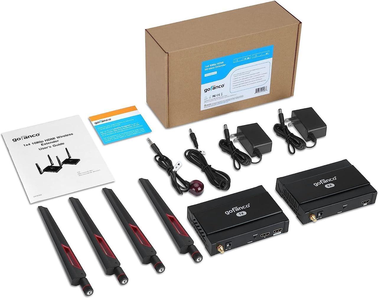Alt view image 7 of 7 - gofanco 5G Wireless HDMI Extender Kit  Up to 656ft (200m) at 1080p, Supports Up to 4 Receivers, Dual Antenna, Long Range, 5GHz Frequency, Loopout, IR Extension, 2ch PCM Audio (HDwireless1x4)