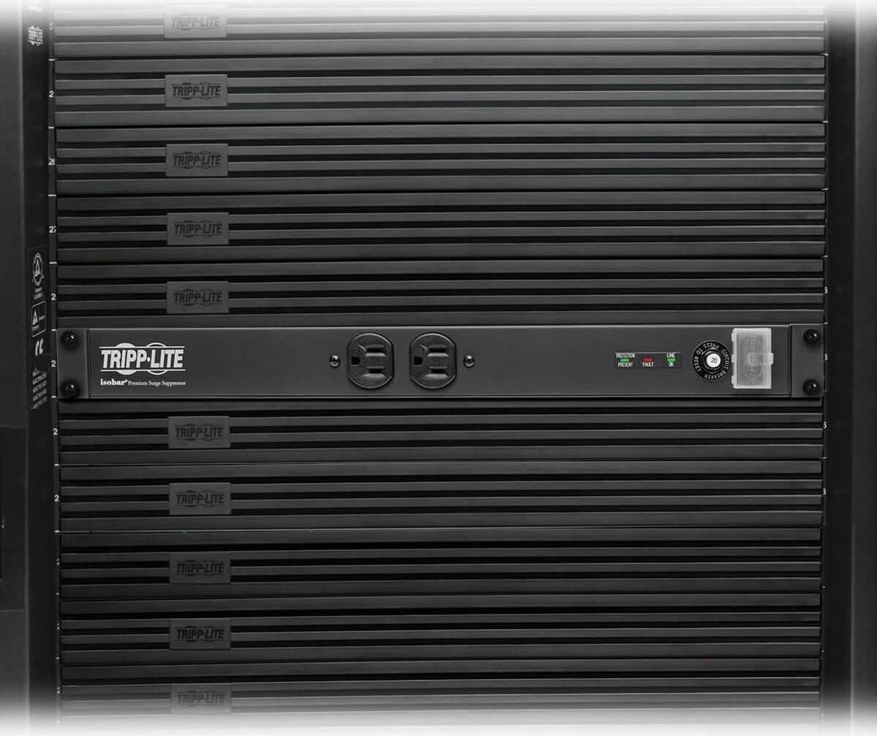 Alt view image 2 of 5 - Tripp Lite Isobar 12-Outlet Network Server Surge Protector, 15 ft. Cord w/5-20P Plug, 3840 Joules, 1U Rack-Mount, Metal, & $25,000 INSURANCE (IBAR12-20ULTRA)