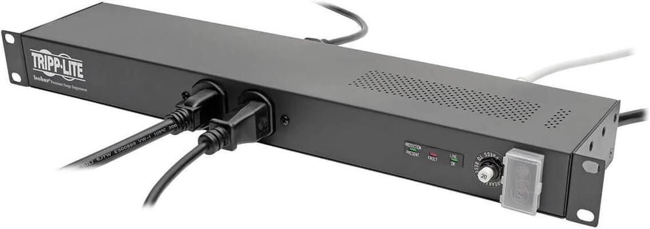 Alt view image 3 of 5 - Tripp Lite Isobar 12-Outlet Network Server Surge Protector, 15 ft. Cord w/5-20P Plug, 3840 Joules, 1U Rack-Mount, Metal, & $25,000 INSURANCE (IBAR12-20ULTRA)