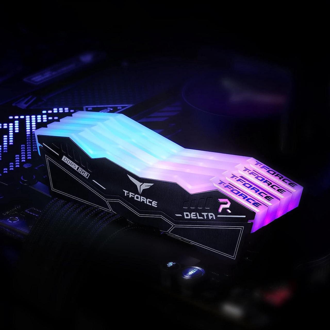 Alt view image 2 of 6 - TEAMGROUP T-Force Delta RGB DDR5 Ram 32GB Kit (2x16GB) 6400MHz (PC5-51200) CL40 Desktop Memory Module Ram (Black) for 600 Series Chipset - FF3D532G640
