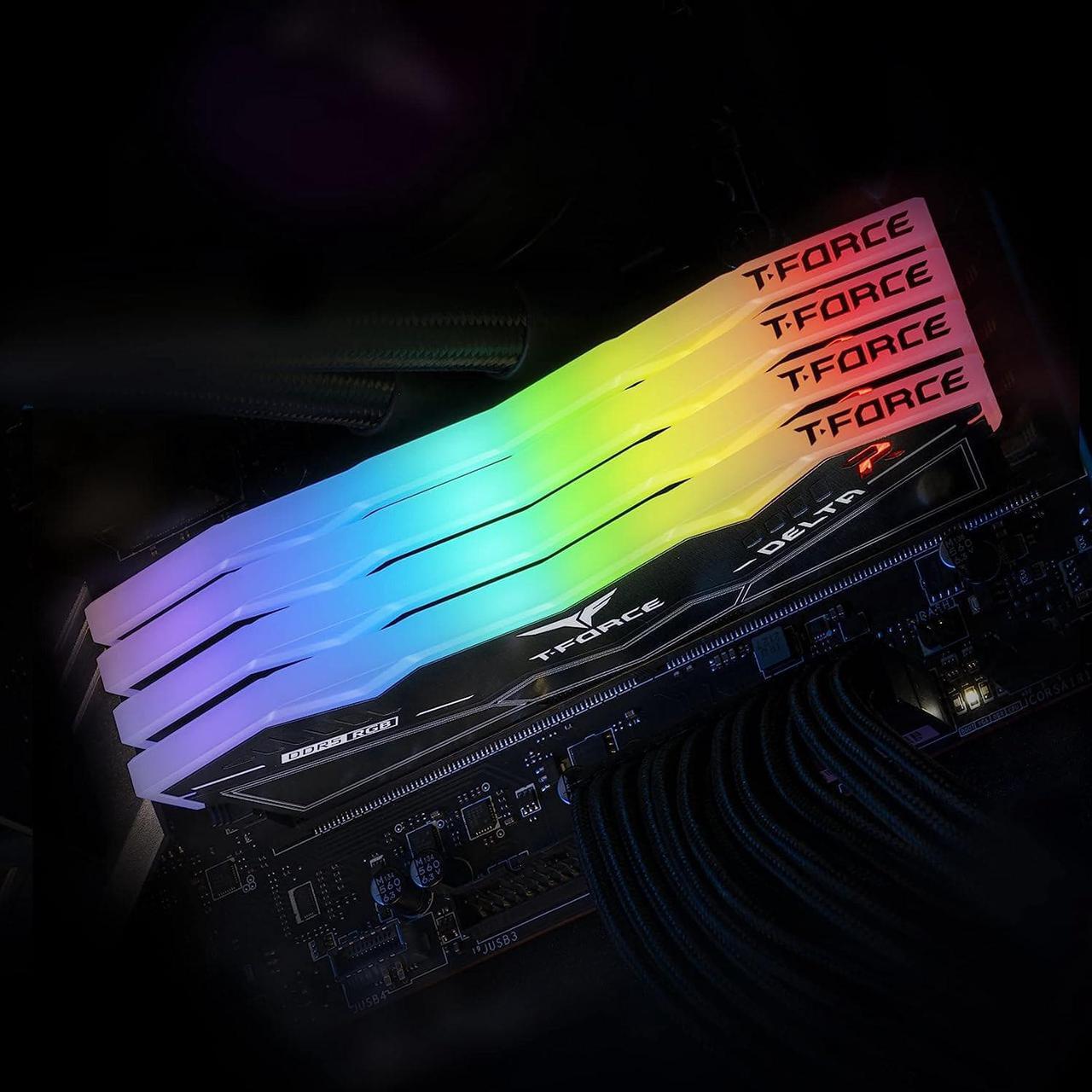 Alt view image 3 of 6 - TEAMGROUP T-Force Delta RGB DDR5 Ram 32GB Kit (2x16GB) 6400MHz (PC5-51200) CL40 Desktop Memory Module Ram (Black) for 600 Series Chipset - FF3D532G640