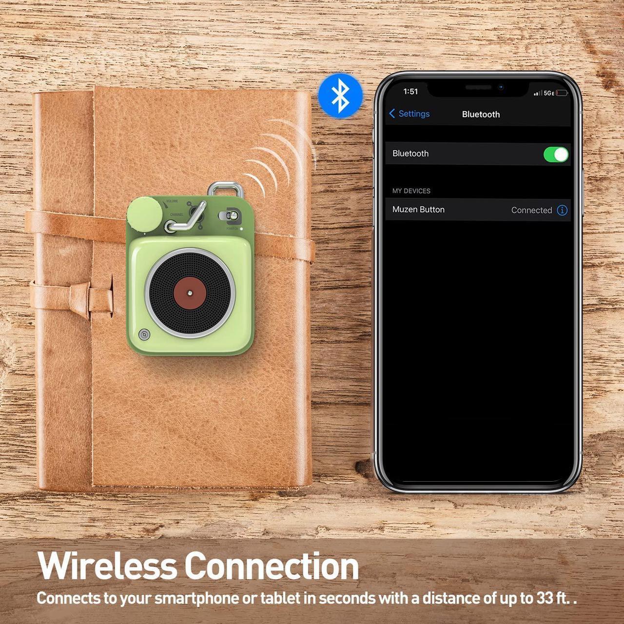 Alt view image 7 of 7 - Mini Bluetooth Speaker, Button Metal with Lanyard,Vintage Radio with Old Fashioned Classic Style, Portable Wireless Loud Volume Speaker for Home, Office, Kitchen,Party,Travel,Outdoor