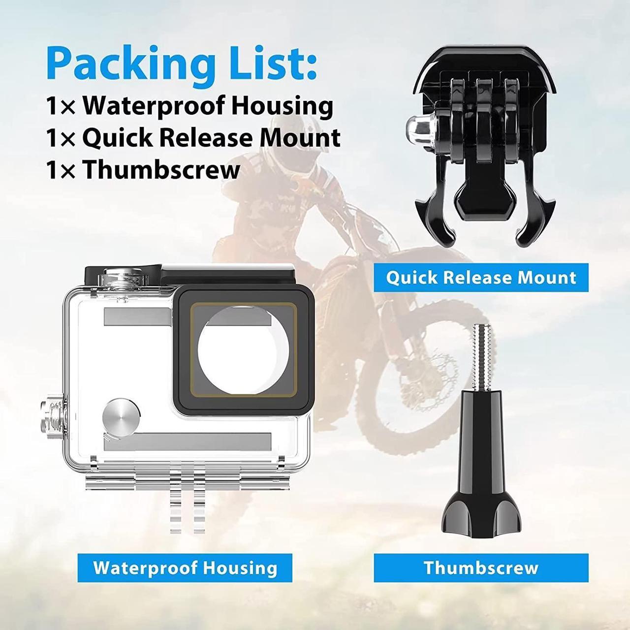 Alt view image 3 of 7 - Waterproof Housing Case for GoPro Hero 4/3/3+, 60M/190FT Underwater Protective Dive Housing Shell with Bracket Mount Accessories for GoPro Hero4, Hero3+, Hero3 Action Camera Outside Sports