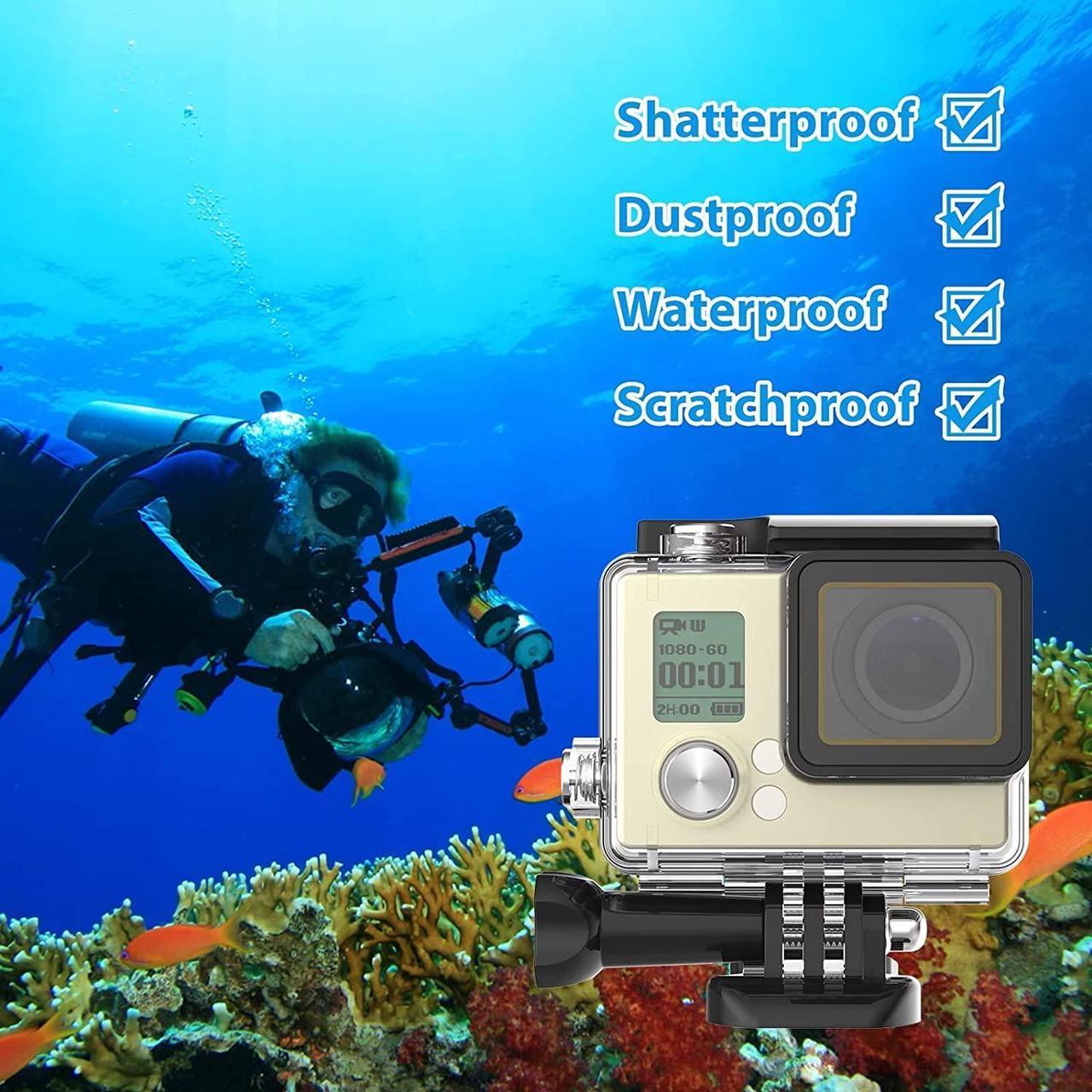 Alt view image 5 of 7 - Waterproof Housing Case for GoPro Hero 4/3/3+, 60M/190FT Underwater Protective Dive Housing Shell with Bracket Mount Accessories for GoPro Hero4, Hero3+, Hero3 Action Camera Outside Sports
