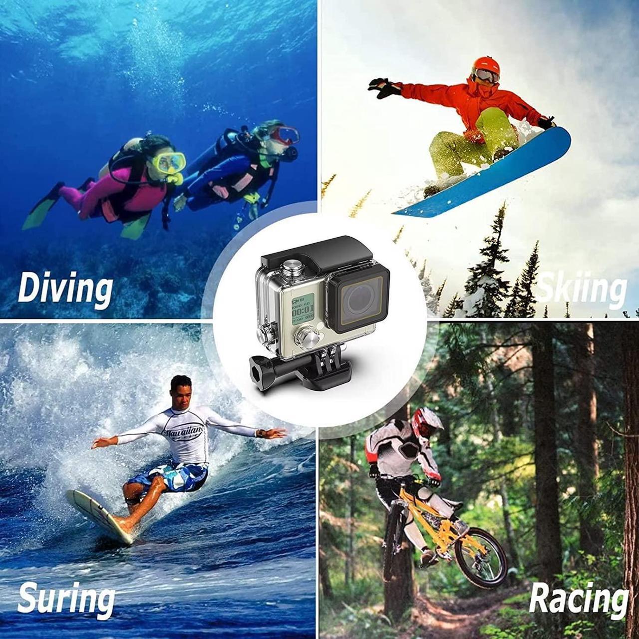 Alt view image 6 of 7 - Waterproof Housing Case for GoPro Hero 4/3/3+, 60M/190FT Underwater Protective Dive Housing Shell with Bracket Mount Accessories for GoPro Hero4, Hero3+, Hero3 Action Camera Outside Sports