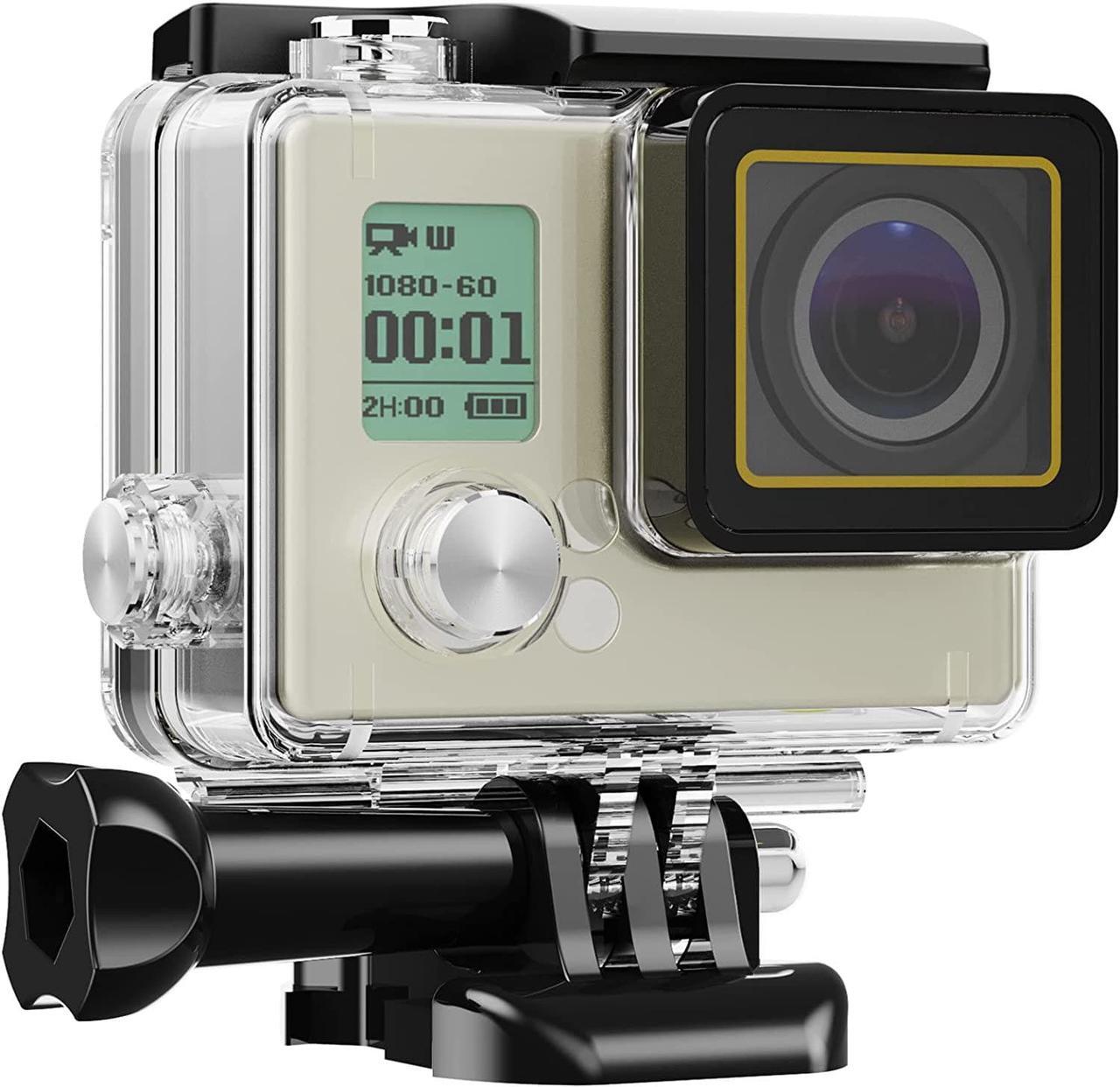 Main image of Waterproof Housing Case for GoPro Hero 4/3/3+, 60M/190FT Underwater Protective Dive Housing Shell with Bracket Mount Accessories for GoPro Hero4, Hero3+, Hero3 Action Camera Outside Sports