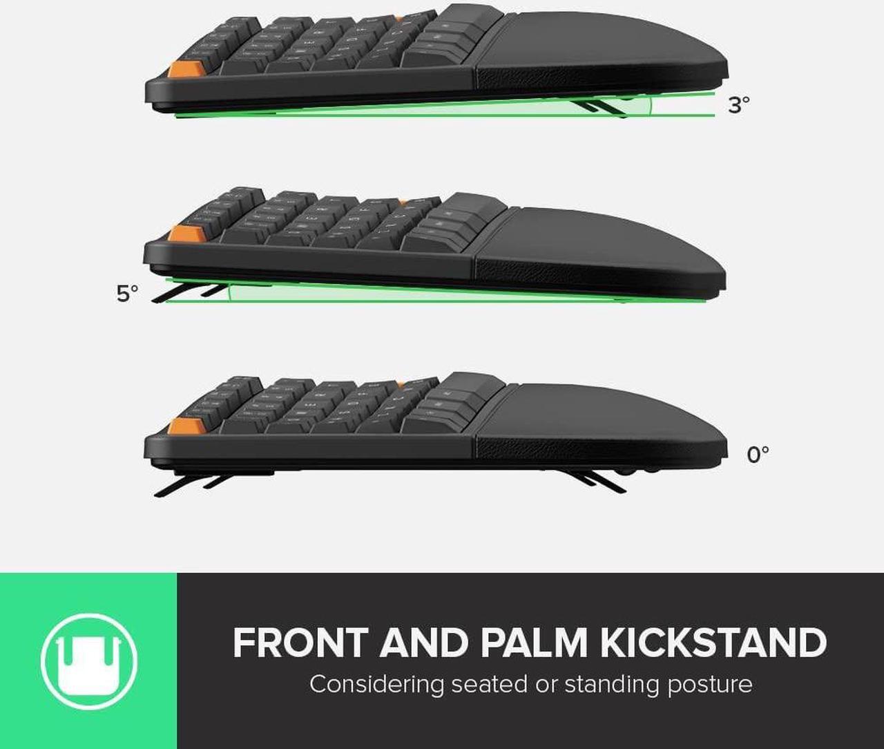 Alt view image 7 of 7 - Wireless Ergonomic Keyboard, Ergo Split Keyboard with Palm Rest for Natural Typing, 2.4G and Bluetooth, Full Size and US Layout, Compatible with Windows and Mac OS (GM905-Graphite)