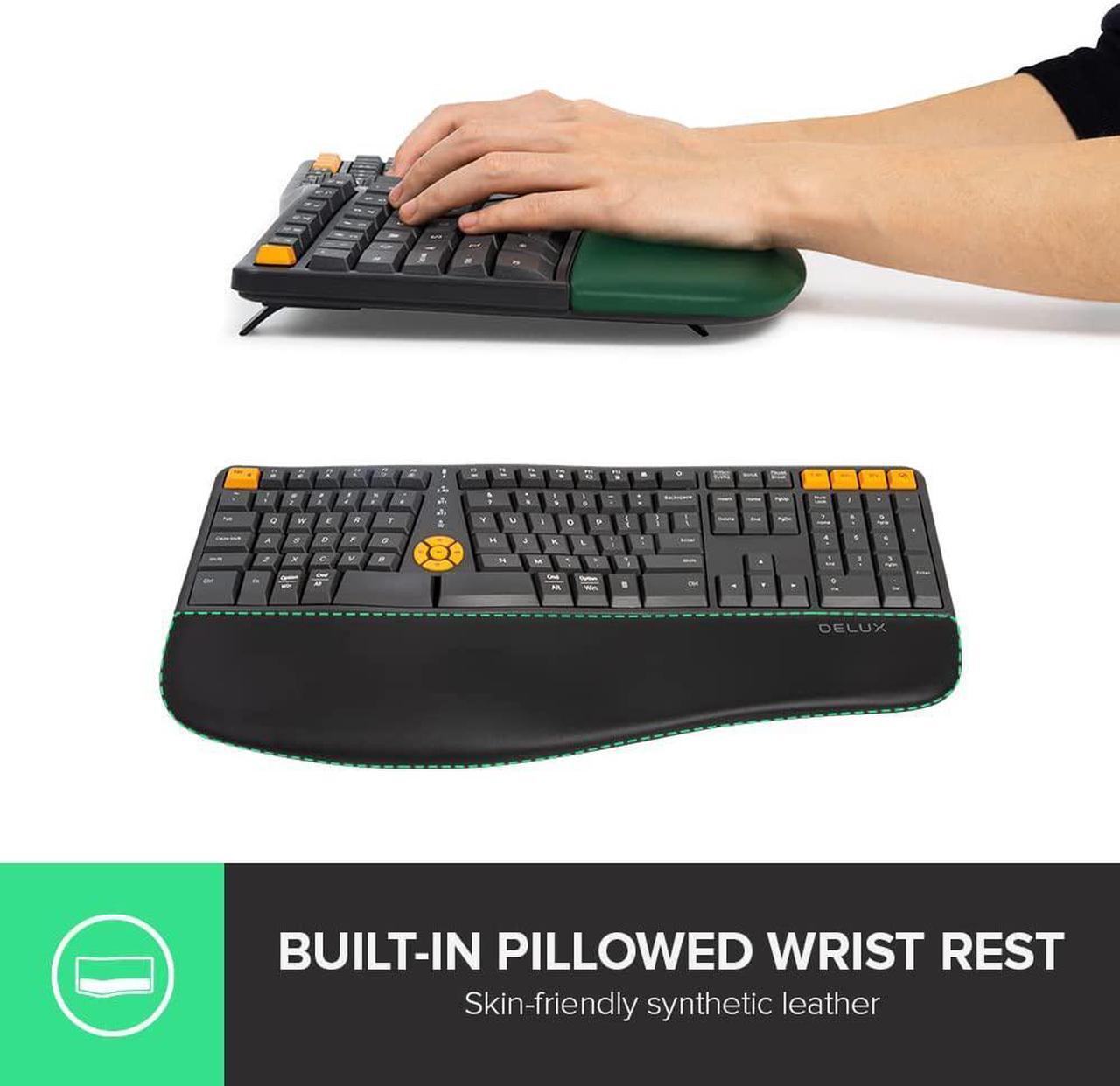 Alt view image 4 of 7 - Wireless Ergonomic Keyboard, Ergo Split Keyboard with Palm Rest for Natural Typing, 2.4G and Bluetooth, Full Size and US Layout, Compatible with Windows and Mac OS (GM905-Graphite)