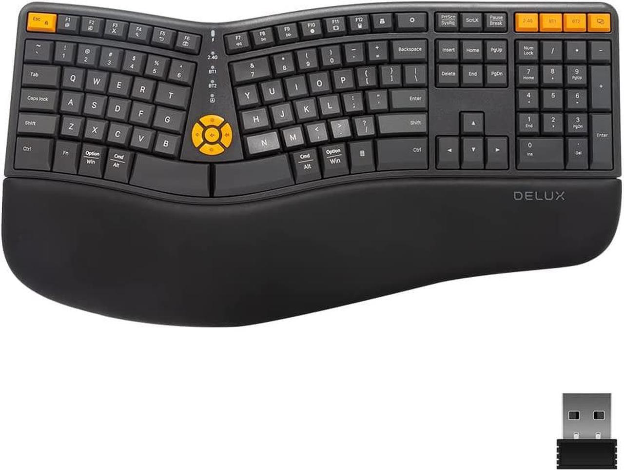 Main image of Wireless Ergonomic Keyboard, Ergo Split Keyboard with Palm Rest for Natural Typing, 2.4G and Bluetooth, Full Size and US Layout, Compatible with Windows and Mac OS (GM905-Graphite)