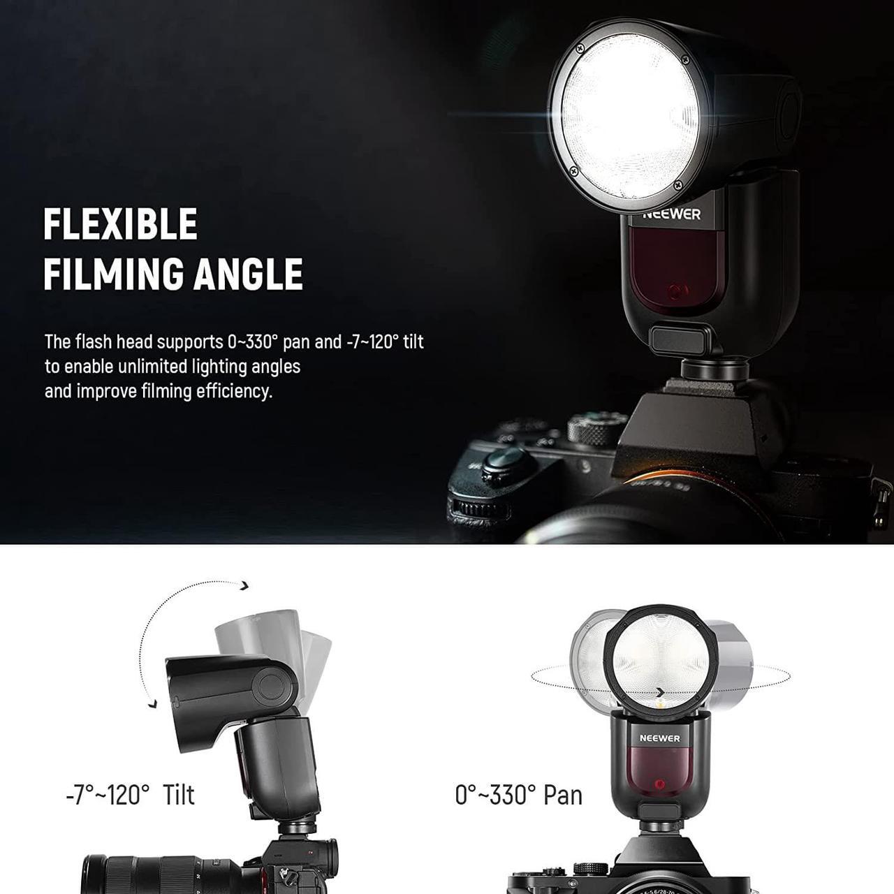 Alt view image 6 of 7 - Z1-S TTL Round Head Flash Speedlite for Sony Cameras, 76Ws 2.4G 1/8000s HSS, 10 Levels LED Modeling Lamp, 2600mAh Lithium Battery, 480 Full Power Shots, Recycle in 1.5s Flash