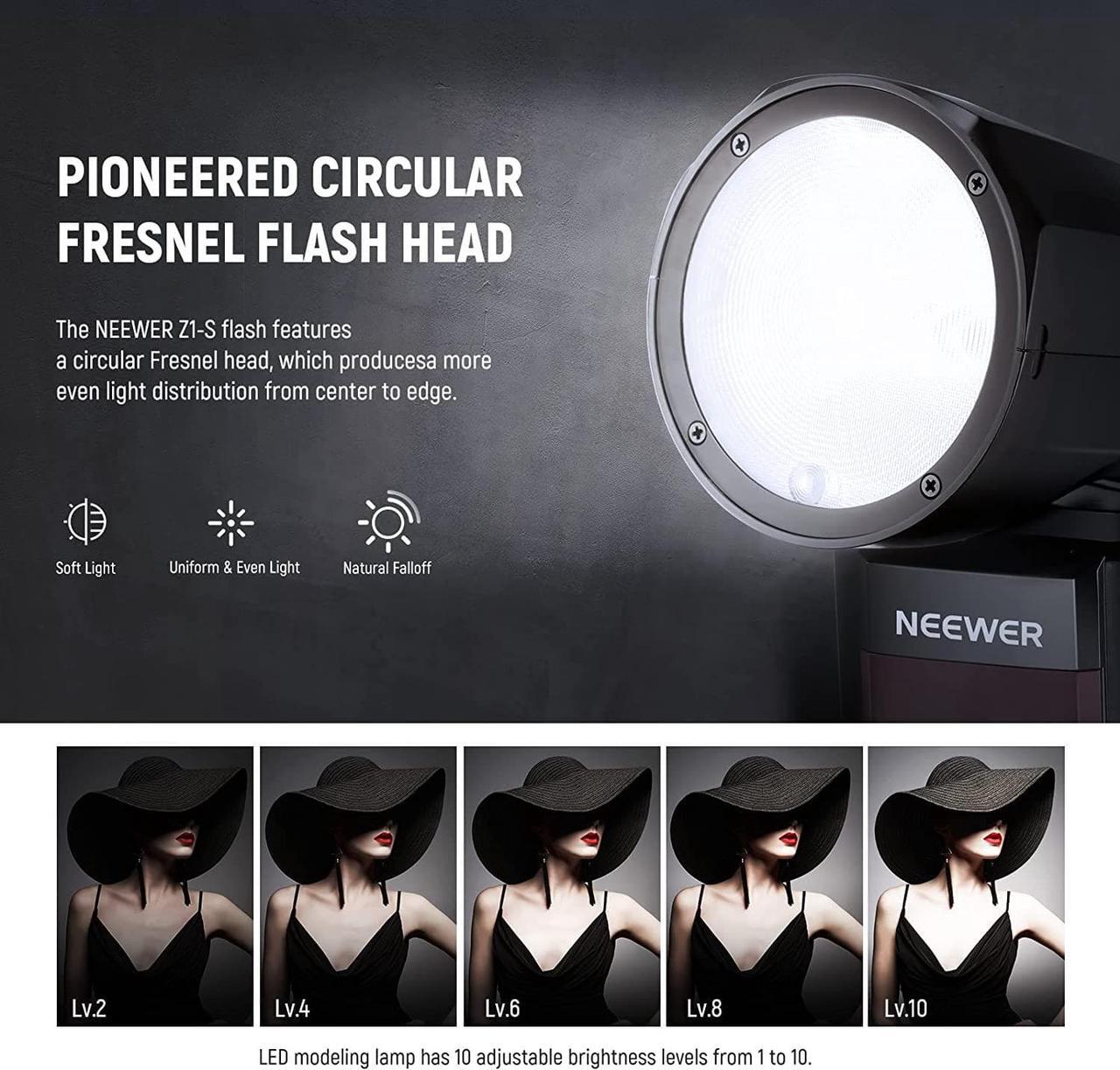 Alt view image 3 of 7 - Z1-S TTL Round Head Flash Speedlite for Sony Cameras, 76Ws 2.4G 1/8000s HSS, 10 Levels LED Modeling Lamp, 2600mAh Lithium Battery, 480 Full Power Shots, Recycle in 1.5s Flash
