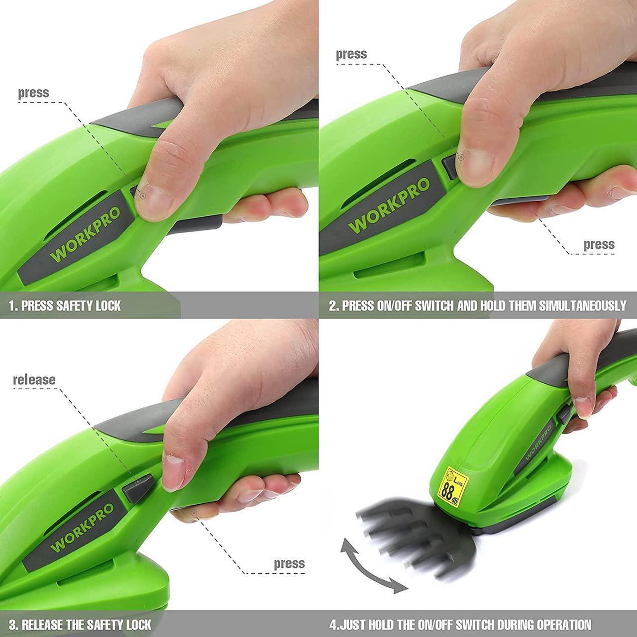 Alt view image 7 of 7 - Cordless Grass Shear & Shrubbery Trimmer - 2 in 1 Handheld Hedge Trimmer 7.2V Electric Grass Trimmer Hedge Shears/Grass Cutter Rechargeable Lithium-Ion Battery and Charger Included