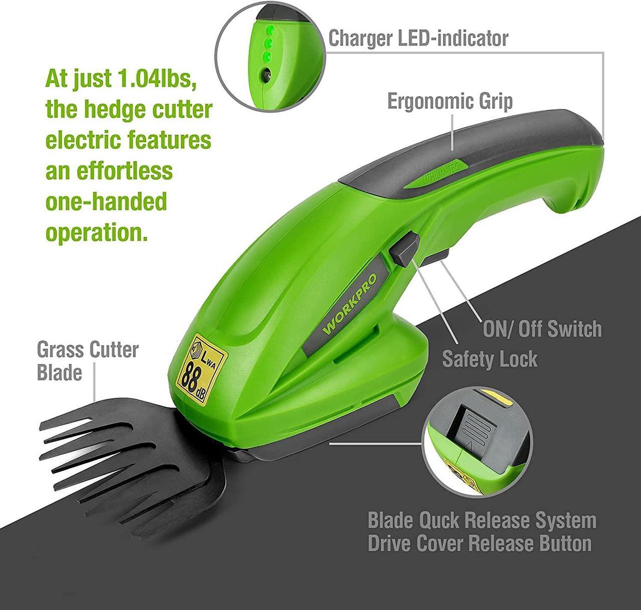 Alt view image 4 of 7 - Cordless Grass Shear & Shrubbery Trimmer - 2 in 1 Handheld Hedge Trimmer 7.2V Electric Grass Trimmer Hedge Shears/Grass Cutter Rechargeable Lithium-Ion Battery and Charger Included